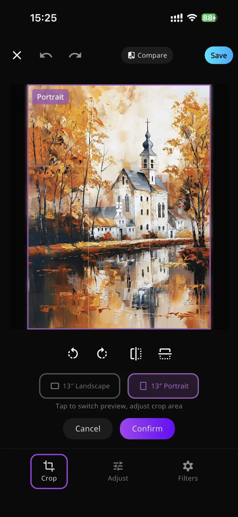 3. After selecting a photo, adjust the crop and orientation, then tap Confirm