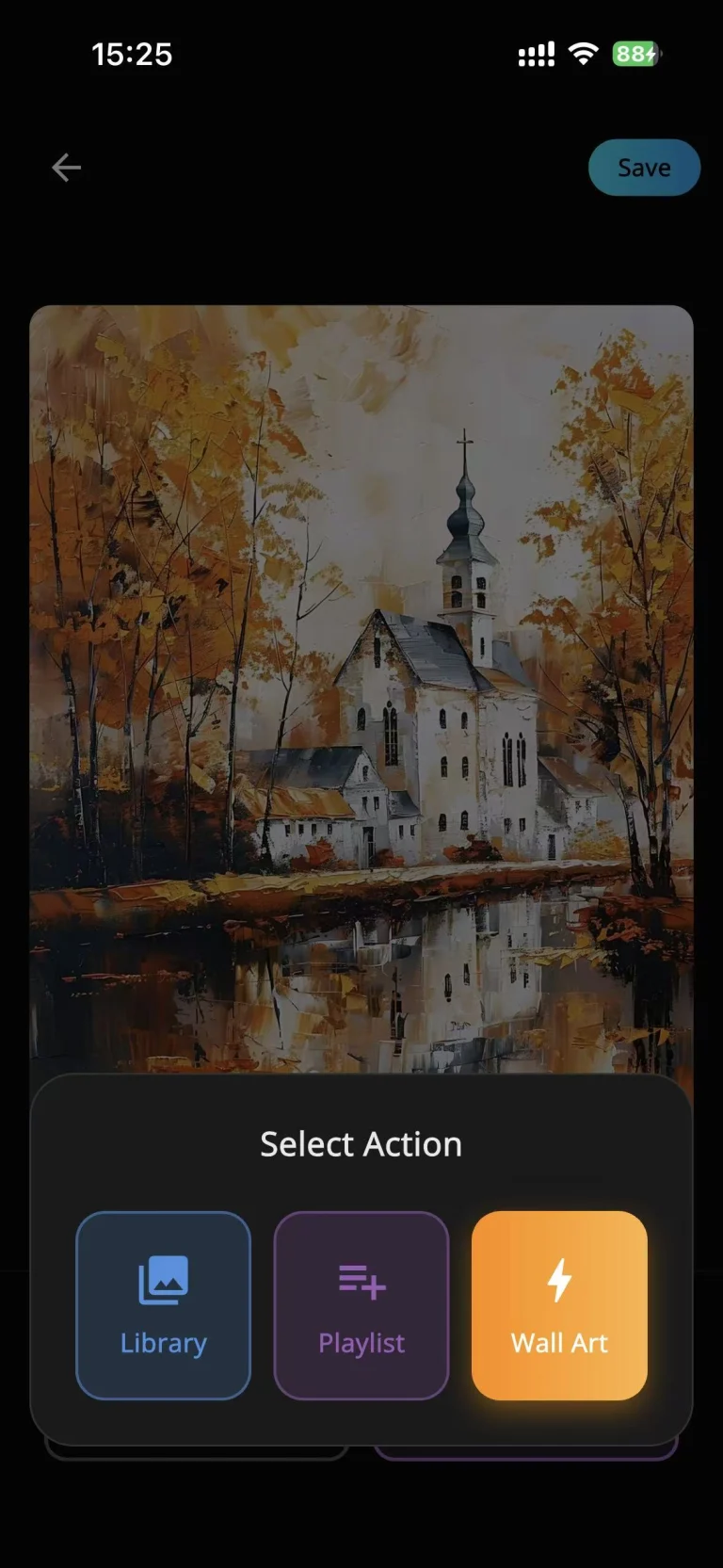 5. On the Select Action panel, tap Wall Art