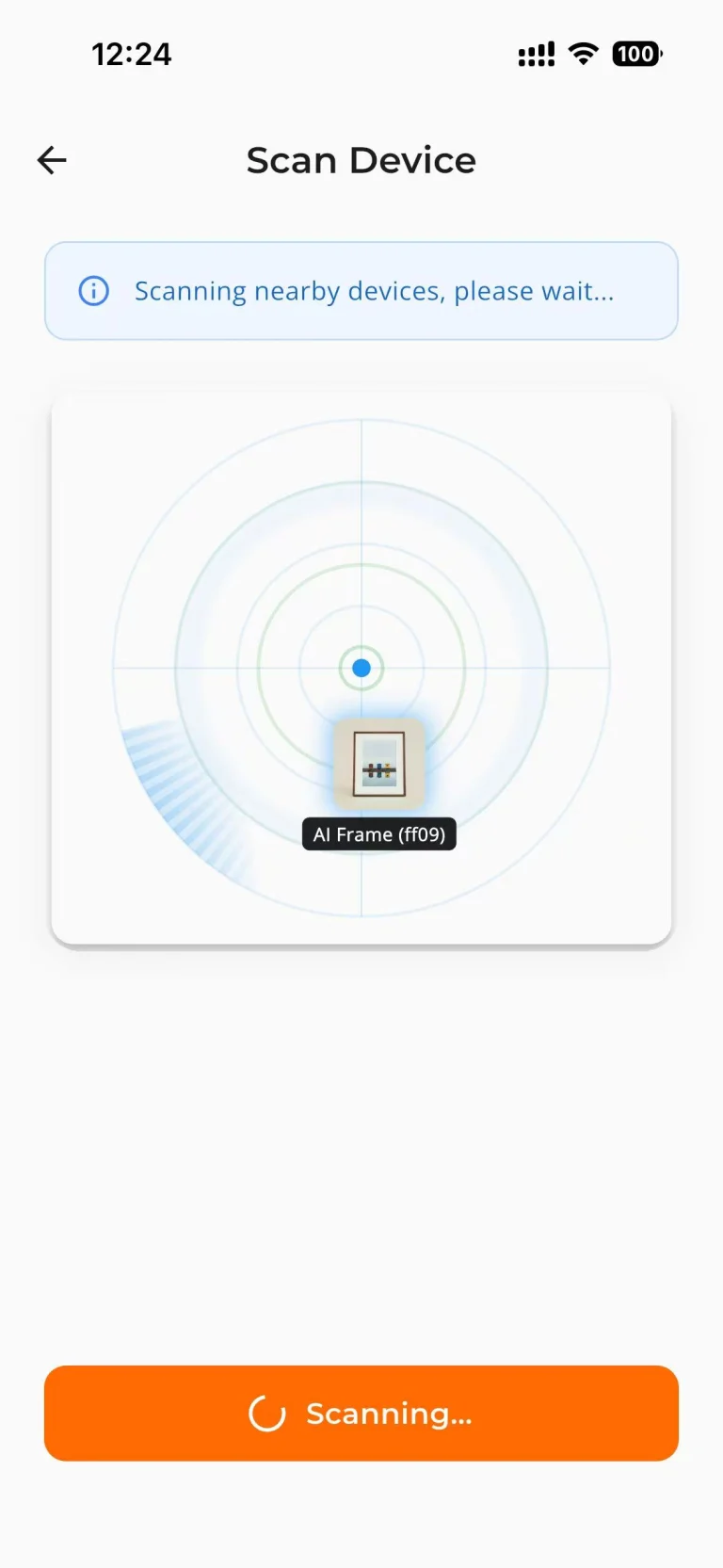 7C. Keep the phone close while Scan Device searches for the selected frame