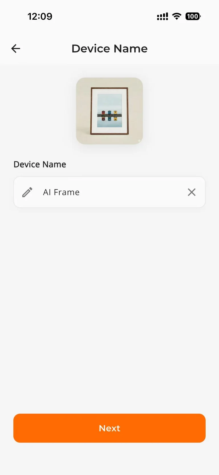 8. Enter a device name, then tap Next