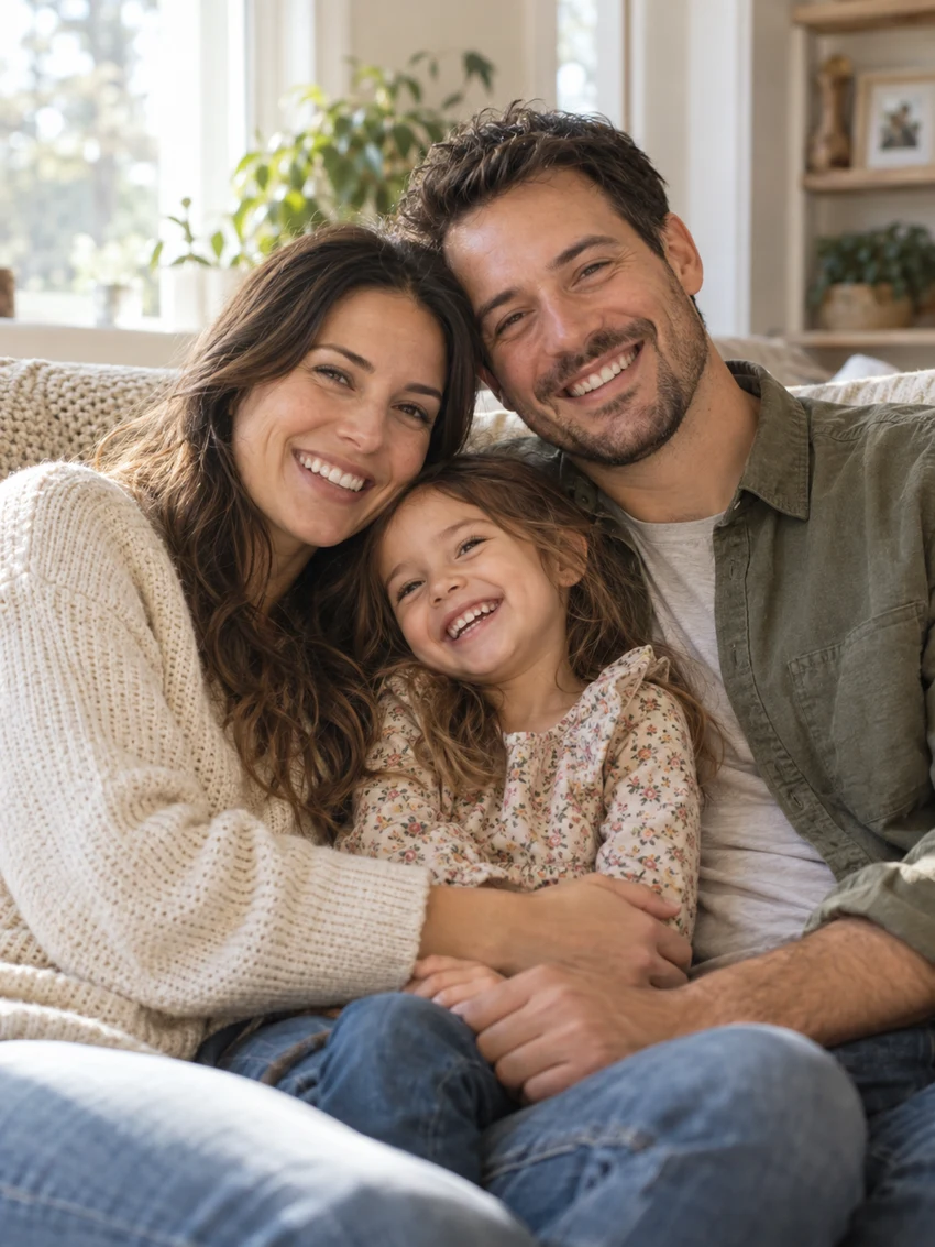 Parents with their daughter